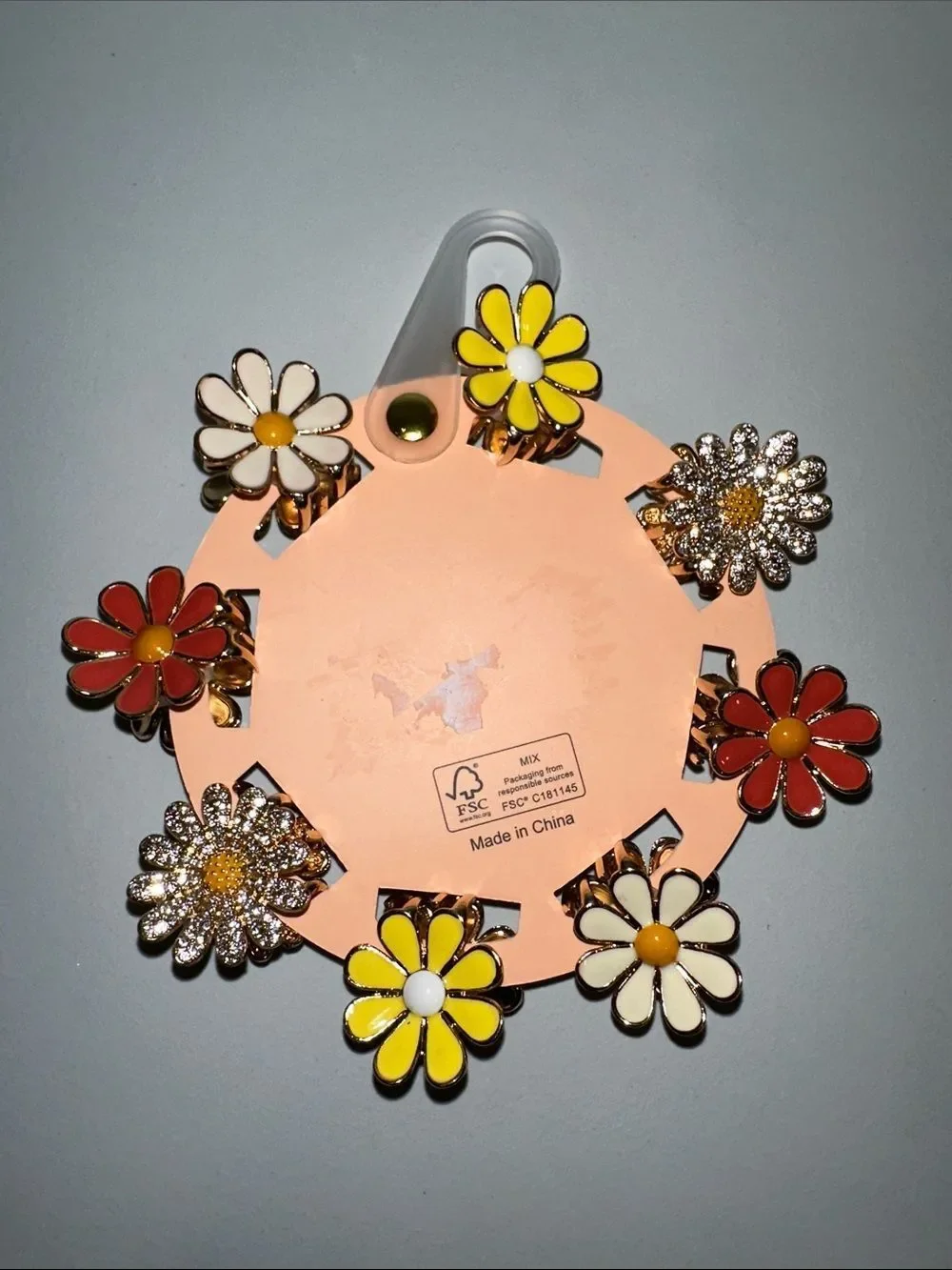 piper • k Multi Gold Tone Metal Enamel Jeweled Daisy flower mini hair clips 8pc